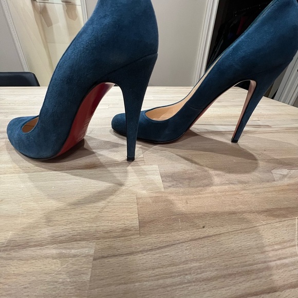 CHRISTIAN LOUBOUTIN Blue Eloise Navy Marine Suede Pumps EU 38/US 7.5 - Picture 10 of 12